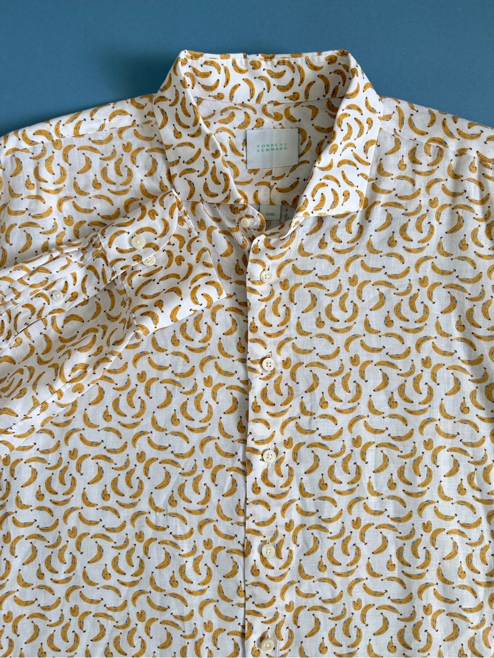 Forrest Lennard Linen Banana‎ Print Button Down Long Sleeve Shirt